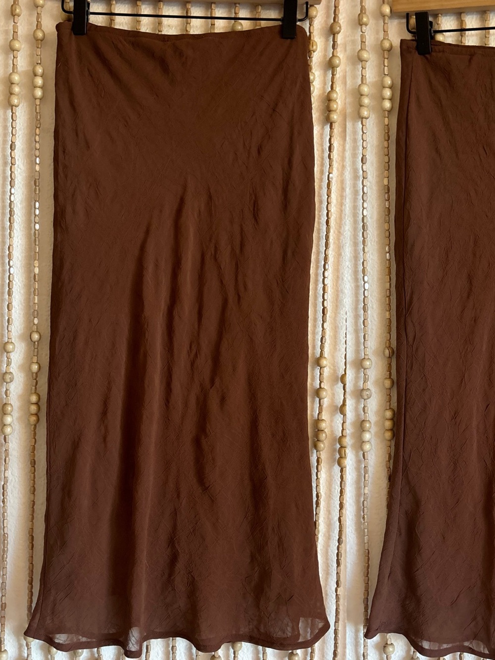 Forever 21 Brown Slip Boho Minimalist Maxi Slip Stretch Waist Skirt Med
